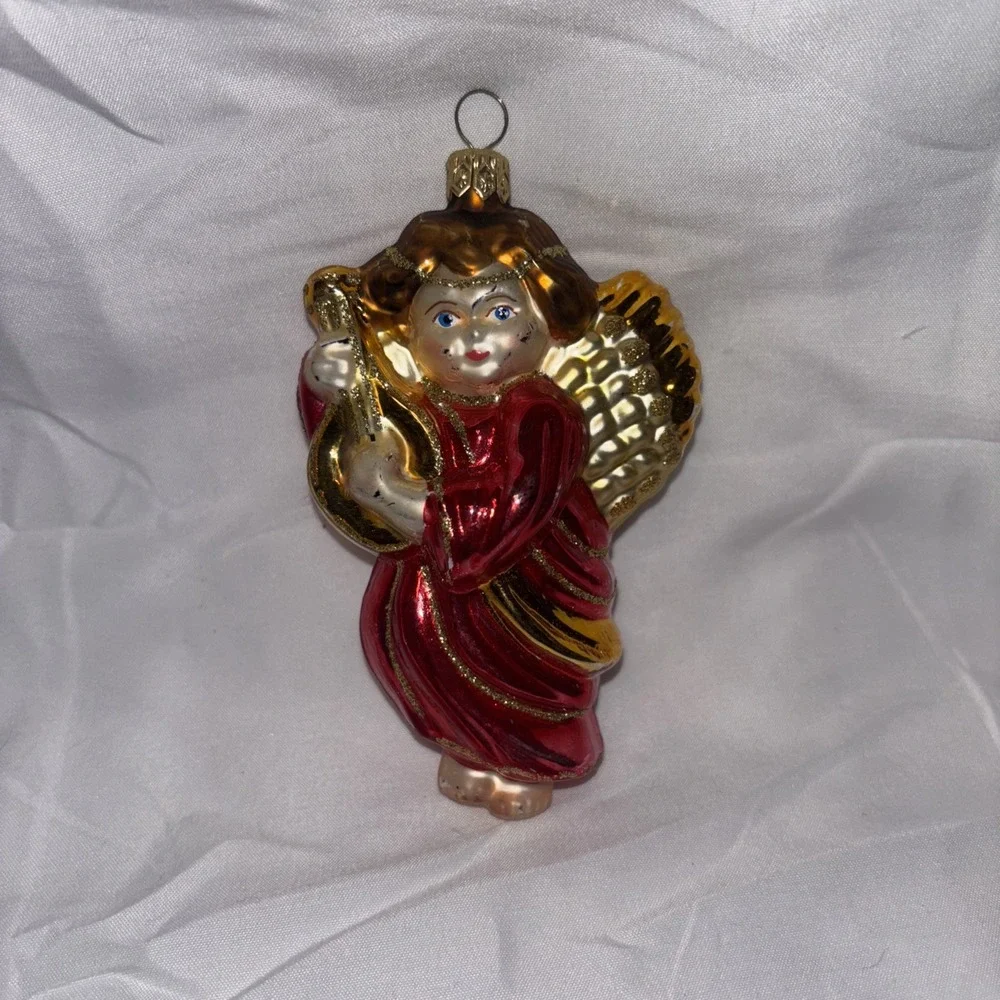 Glassware Art Studio‎ Angel With Instrument Christmas Ornament